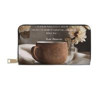 Mlmnbvc Long PU Leather Wallet with Zipper for Women Men Summer Large Capacity Clutch Purse for Cards Cash Coins Organizer - Inspirational Quotes, White, One Size, Casual