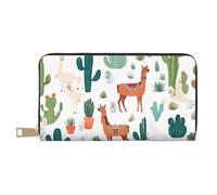 Mlmnbvc Long PU Leather Wallet with Zipper for Women Men Summer Large Capacity Clutch Purse for Cards Cash Coins Organizer - Alpaca Llama, White, One Size, Casual