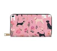 Mlmnbvc Long PU Leather Wallet with Zipper for Women Men Summer Large Capacity Clutch Purse for Cards Cash Coins Organizer - French Bulldog And flowers, White, One Size, Casual