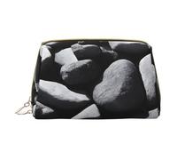 Mlmnbvc Small Makeup Bag Cosmetic Pouch Makeup Organizer, Toiletries Bag Women Travel Makeup Essentials 6.7 x 4.3 x 3 in - Many Black Pebbles, White, One Size