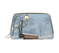 Mlmnbvc Small Makeup Bag Cosmetic Pouch Makeup Organizer, Toiletries Bag Women Travel Makeup Essentials 6.7 x 4.3 x 3 in - Snow Falling in The Park, White, One Size