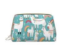Mlmnbvc Small Makeup Bag Cosmetic Pouch Makeup Organizer, Toiletries Bag Women Travel Makeup Essentials 6.7 x 4.3 x 3 in - Cute Llama, White, One Size
