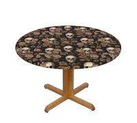 Mlmnbvc Summer Round Fitted Tablecloth with Elastic Waterproof Oil Proof Wipeable Patio Table Cover Medium (Fits Tables with Diameter of 45-50 in) - Gothic Wallpaper Skull
