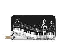 Mlmnbvc Wallet Women Large Capacity, Ladies Clutch Purse with Zipper, Long Wallet Cards Cell Phone Cash Holder Organizer Summer Summer Wallet Gifts for Her - Black White Music Note, Black White Music