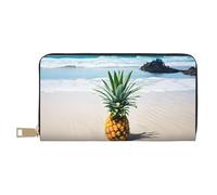Mlmnbvc Wallet Women Large Capacity, Ladies Clutch Purse with Zipper, Long Wallet Cards Cell Phone Cash Holder Organizer Summer Summer Wallet Gifts for Her - Pineapple by The Sea, Pineapple By The