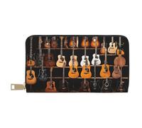 Mlmnbvc Wallet Women Large Capacity, Ladies Clutch Purse with Zipper, Long Wallet Cards Cell Phone Cash Holder Organizer Summer Summer Wallet Gifts for Her - Guitar Bass Music Musical Instruments,