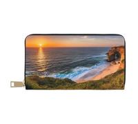 Mlmnbvc Wallet Women Large Capacity, Ladies Clutch Purse with Zipper, Long Wallet Cards Cell Phone Cash Holder Organizer Summer Summer Wallet Gifts for Her - Ireland Sunset Seascape, Ireland Sunset