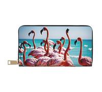 Mlmnbvc Wallet Women Large Capacity, Ladies Clutch Purse with Zipper, Long Wallet Cards Cell Phone Cash Holder Organizer Summer Summer Wallet Gifts for Her - Flamingos on the Beach, Flamingos On The