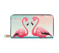Mlmnbvc Wallet Women Large Capacity, Ladies Clutch Purse with Zipper, Long Wallet Cards Cell Phone Cash Holder Organizer Summer Summer Wallet Gifts for Her - Two flamingos, Two Flamingos, One Size,