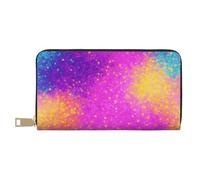 Mlmnbvc Wallet Women Large Capacity, Ladies Clutch Purse with Zipper, Long Wallet Cards Cell Phone Cash Holder Organizer Summer Summer Wallet Gifts for Her - Colorful Starlight Printed, Colorful