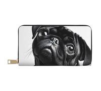 Mlmnbvc Wallet Women Large Capacity, Ladies Clutch Purse with Zipper, Long Wallet Cards Cell Phone Cash Holder Organizer Summer Summer Wallet Gifts for Her - Cute Black Pug Dog, Cute Black Pug Dog,