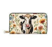 Mlmnbvc Wallet Women Large Capacity, Ladies Clutch Purse with Zipper, Long Wallet Cards Cell Phone Cash Holder Organizer Summer Summer Wallet Gifts for Her - Flower Show Steer Cows Cattle, Flower Show