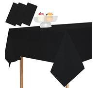 MLMOMVME 3Pcs Black Plastic Table Cloth Rectangle 137 x 274cm Large Party Table Cover Picnic Baby Shower Birthday Weddings Indoor Outdoor Waterproof Tablecloths