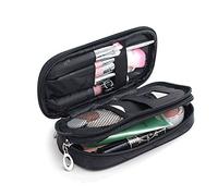 Mlmsy Makeup Bag with Mirror Hold Brushes Professional Multi-Functional 2-Layer Cosmetic Organiser for Women, Black