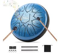 MLMTFI Steel Tongue Drum 6 Inches 11 Notes Rain Drum For Outside Waterproof Meditation Rain Chime Musical Instruments For Kids Adults Metal Hand Drums With Bag Music Book Drum Mallets(Blue)