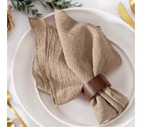 MLMW 6 Pack Boho Linen Napkins 16.5x16.5 Inch - Nude Brown Washable Cloth Napkins Bulk for Wedding Party Baby Shower Bridal Shower Birthday