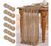 MLMW 6 Pack Fall Table Runner Boho Nude Brown Cheesecloth Table Runner Autumn Gauze Rustic Tan Cheese Cloth 160 inch 13.3ft for Thanksgiving Wedding Party Baby Bridal Shower Birthday
