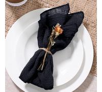 MLMW Black Linen Napkins, 16x16 Inches 16x16 Inch Washable Cloth Napkins, Bulk Pack of 10 for Wedding Party Baby Shower Bridal Shower Birthday