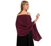 MLMW Chiffon Wrap Shawls and Wraps for Women Evening Dresses Soft Chiffon Scarf for Bridal Wedding Party, Burgundy, 79" × 25"
