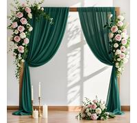 MLMW Christmas Wedding Arch Draping Fabric 2 Panels 29" x 20Ft Emerald Green Sheer Wedding Arch Backdrop Drapes Outdoor Curtain for Ceremony Party Background Ceiling Decor