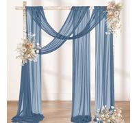 MLMW Dusty Blue Wedding Arch Draping Fabric 2 Panels 29" x 20Ft Sheer Wedding Arch Backdrop Drapes Outdoor Curtains for Ceremony Party Background Ceiling Decor