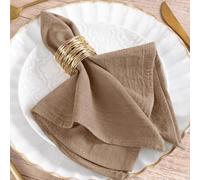 MLMW Fall Cloth Napkins Set of 8 Nude Brown Linen Rustic Dinner Cotton Napkins Cloth Bulk Washable 16"×16" for Thanksgiving Wedding Party Baby Bridal Shower Birthday Table Decorations