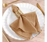 MLMW Fall Thanksgiving Cloth Napkins Set of 6 Caramel Dinner Cotton Napkins Cloth Bulk Washable 16"×16" for Wedding Party Baby Bridal Shower Birthday Table Decorations