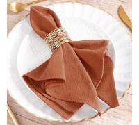 MLMW Fall Thanksgiving Cloth Napkins Set of 8 Terracotta Linen Dinner Cotton Napkins Cloth Bulk Washable 16"×16" for Wedding Party Baby Bridal Shower Birthday Table Decorations