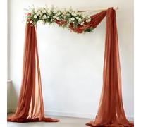 MLMW Fall Wedding Arch Drape Fabric Panels 29" x 20' Burnt Orange Terracotta Outdoor Curtains for Thanksgiving Ceremony Ceiling Decoration 2 Panels