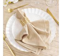 MLMW Linen Cloth Napkins Set of 8 Champagne Gold Dinner Cotton Napkins Cloth Bulk Washable 16"×16" for Fall Wedding Party Baby Bridal Shower Birthday Table Decorations