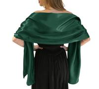 MLMW Shawls and Wraps for Evening Dresses Satin Shawl Wraps for Women Extra Long Wedding Shawls for Bridal Party, Dark Green, 95"L * 26"W