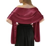 MLMW Shawls and Wraps for Evening Dresses Satin Shawl Wraps for Women Extra Long Wedding Shawls for Bridal Party, Burgundy, 90"L * 26"W