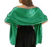 MLMW Shawls and Wraps for Evening Dresses Satin Shawl Wraps for Women Extra Long Wedding Shawls for Bridal Party, Green2, 90"L * 26"W
