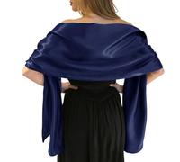 MLMW Shawls and Wraps for Evening Dresses Satin Shawl Wraps for Women Extra Long Wedding Shawls for Bridal Party, Dark Blue, 95" L * 26" W