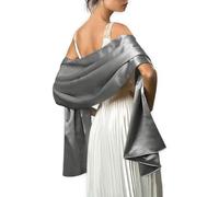 MLMW Shawls and Wraps for Evening Dresses Satin Shawl Wraps for Women Extra Long Wedding Shawls for Bridal Party, Grey, 90"L * 26"W