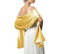 MLMW Shawls and Wraps for Evening Dresses Satin Shawl Wraps for Women Extra Long Wedding Shawls for Bridal Party, Gold