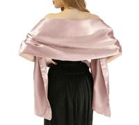 MLMW Shawls and Wraps for Evening Dresses Satin Shawl Wraps for Women Extra Long Wedding Shawls for Bridal Party, Dusty Pink, 90" L * 26" W