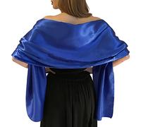 MLMW Shawls and Wraps for Evening Dresses Satin Shawl Wraps for Women Extra Long Wedding Shawls for Bridal Party, Royal Blue, 95" L * 26" W