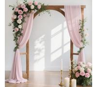 MLMW Wedding Arch Draping Fabric 4 Panels 29" x 20Ft Easter Pink Sheer Wedding Arch Backdrop Drapes Outdoor Curtain for Ceremony Party Background Ceiling Decor