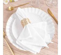 MLMW White Linen Cloth Napkins Set of 8 Dinner Cotton Napkins Cloth Bulk Washable 16"×16" for Fall Wedding Party Baby Bridal Shower Birthday Table Decorations