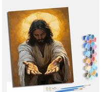 MLNMENG Paint by Numbers for Adults DIY Painting by Numbers Kits with Acrylic Paints Pre Printed Canvas and Brushes Gift Wall Decor 16x20 inch Without Frame Jesus of Christianity
