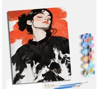 MLNMENG Paint by Numbers for Adults DIY Painting by Numbers Kits with Acrylic Paints Pre Printed Canvas and Brushes Gift Wall Decor 16x20 inch with frameFreehand Style Girl