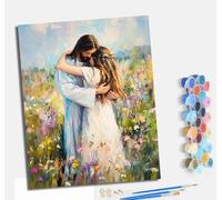 MLNMENG Paint by Numbers for Adults DIY Painting by Numbers Kits with Acrylic Paints Pre Printed Canvas and Brushes Gift Wall Decor 16x20 inch Without Frame Jesus Embraces The Girl