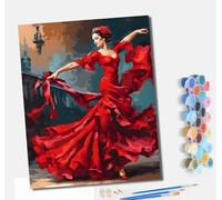 MLNMENG Paint by Numbers for Adults DIY Painting by Numbers Kits with Acrylic Paints Pre Printed Canvas and Brushes Gift Wall Decor 16x20 inch Without Frame Flamenco Dancers