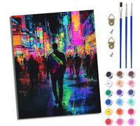 MLNMENG Paint by Numbers for Adults DIY Painting by Numbers Kits with Acrylic Paints Pre Printed Canvas and Brushes Gift Wall Decor 16x20 inch Without Frame Neon Street Lone Ranger
