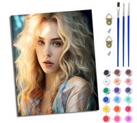 MLNMENG Paint by Numbers for Adults DIY Painting by Numbers Kits with Acrylic Paints Pre Printed Canvas and Brushes Gift Wall Decor 16x20 inch Without Frame A Beautiful Portrait of a Blonde Woman