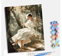 MLNMENG Paint by Numbers for Adults Painting by Number Kits On Canvas Craft Art Painting Kit Acrylic Pigment Drawing Paintwork for Gift Home Wall Decor 40x50cm with frameGirl Swinging on The Swing