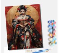 MLNMENG Paint by Numbers Paint by Numbers for Adults Beginners 40 x 50 cm Adults Paint by Numbers with Paint Brushes DIY Painting for Home Decoration Without Frame Samurai Japanese Girl