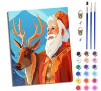 MLNMENG Paint by Numbers Paint by Numbers for Adults Beginners 40 x 50 cm Adults Paint by Numbers with Paint Brushes DIY Painting for Home Decoration Without Frame Santa Claus and the Reindeer