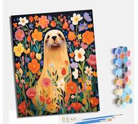 MLNMENG Paint by Numbers Paint by Numbers for Adults Beginners 40 x 50 cm Adults Paint by Numbers with Paint Brushes DIY Painting for Home Decoration with frameSea Lions Among The Flowers